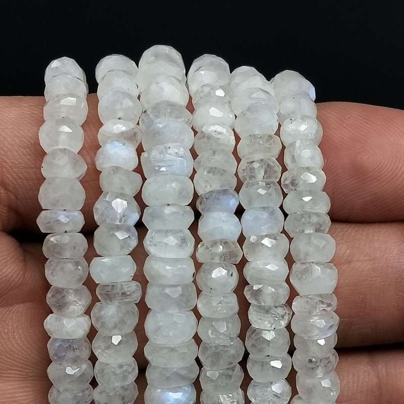 Labradorite Bianca Naturale in Perline Forma Rondelle Sfaccettato a Mano Foro Passante