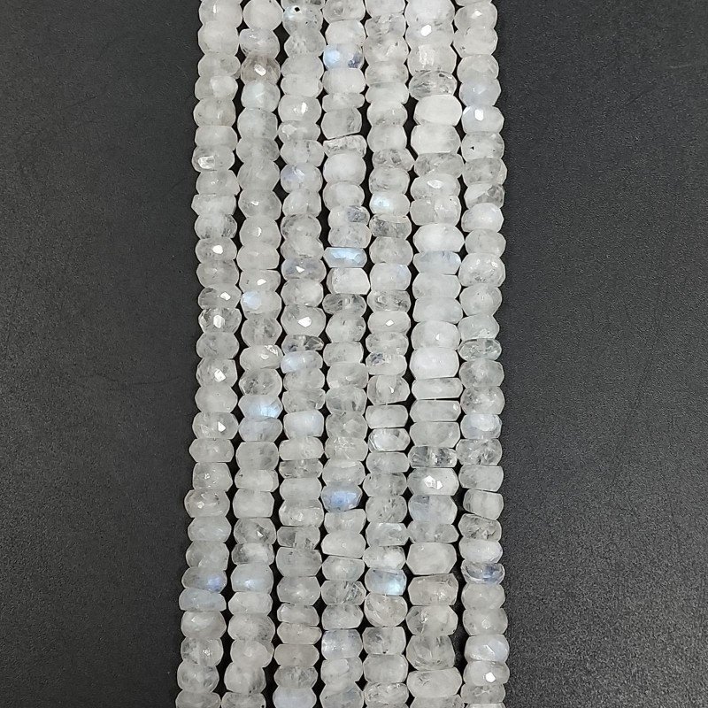 Labradorite Bianca Naturale in Perline Forma Rondelle Sfaccettato a Mano Foro Passante