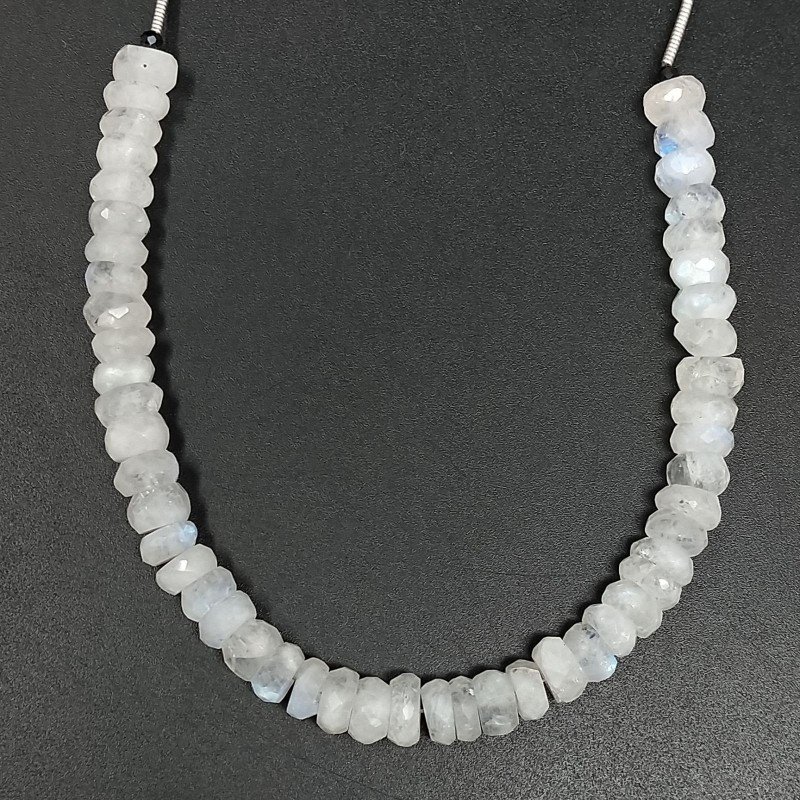 Labradorite Bianca Naturale in Perline Forma Rondelle Sfaccettato a Mano Foro Passante