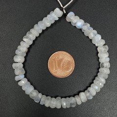 Labradorite Bianca Naturale in Perline Forma Rondelle Sfaccettato a Mano Foro Passante