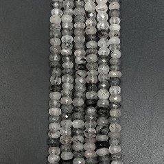 Quarzo Rutilato Tormalinato Naturale in Perline Forma Rondelle Sfaccettato a Mano Foro Passante 08-12mm