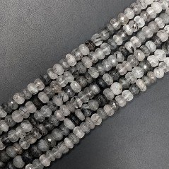 Quarzo Rutilato Tormalinato Naturale in Perline Forma Rondelle Sfaccettato a Mano Foro Passante 08-12mm