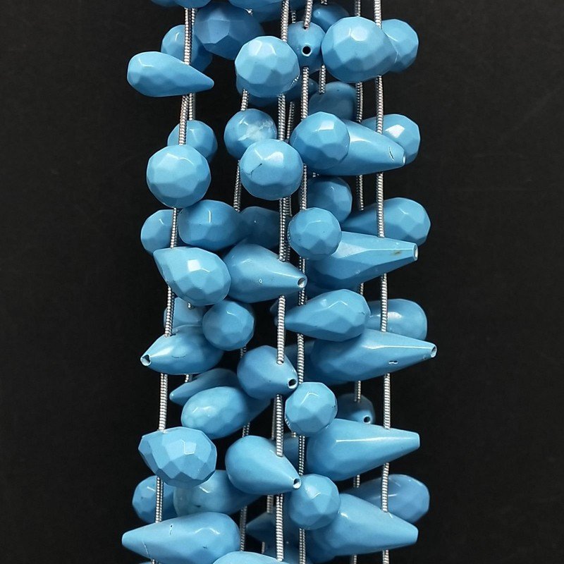 Pasta di Turchese in Perline Forma Goccia Tondo Sfaccettato a Mano Foro Laterale