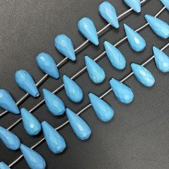 Pasta di Turchese in Perline Forma Goccia Tondo Sfaccettato a Mano Foro Laterale