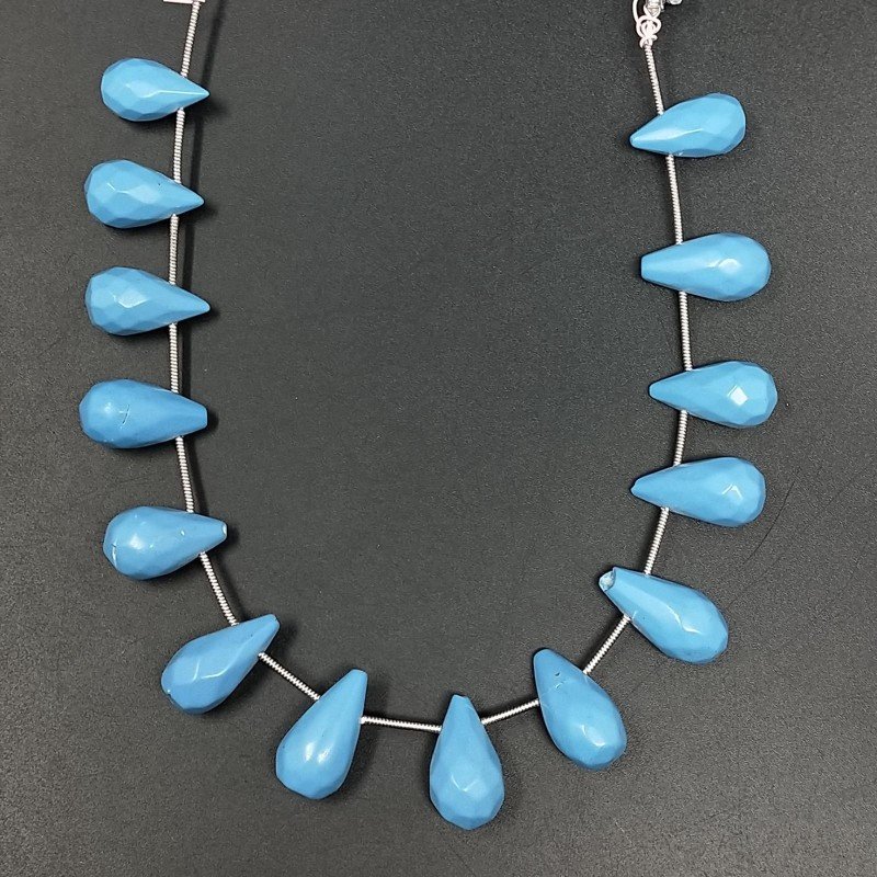 Pasta di Turchese in Perline Forma Goccia Tondo Sfaccettato a Mano Foro Laterale