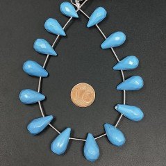 Pasta di Turchese in Perline Forma Goccia Tondo Sfaccettato a Mano Foro Laterale