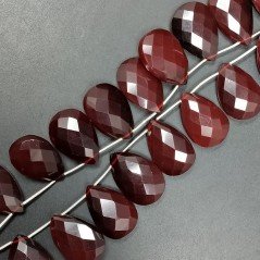 Granato Idrotermale in Perline Forma Goccia Piatto Sfaccettato a Mano Foro Laterale