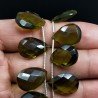 Peridoto Idrotermale in Perline Forma Goccia Piatto Sfaccettato a Mano Foro Laterale