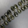 Peridoto Idrotermale in Perline Forma Goccia Piatto Sfaccettato a Mano Foro Laterale