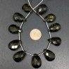 Peridoto Idrotermale in Perline Forma Goccia Piatto Sfaccettato a Mano Foro Laterale