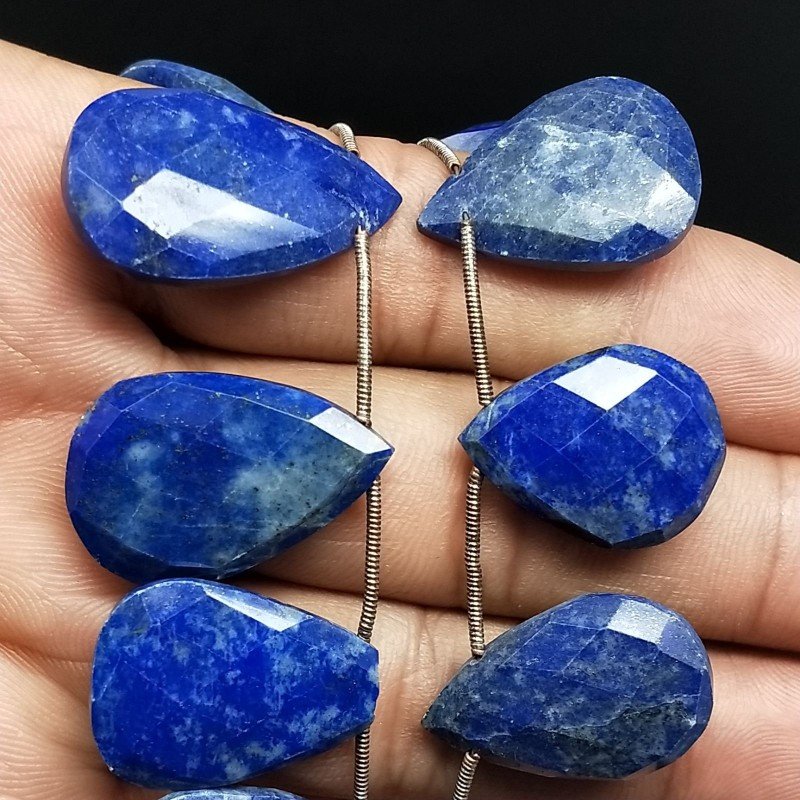 Lapis Lazuli Naturale in Perline Forma Goccia Piatto Sfaccettato a Mano Foro Laterale 14-18X24-30mm