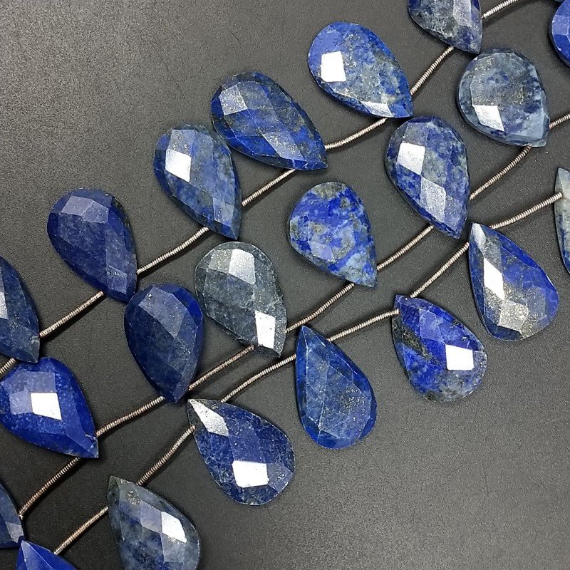 Lapis Lazuli Naturale in Perline Forma Goccia Piatto Sfaccettato a Mano Foro Laterale 14-18X24-30mm
