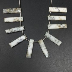 Opale Dendritica Naturale Perline Forma Frange Rettangolare Piatto Sfaccettato a Mano Piatto Foro Laterale