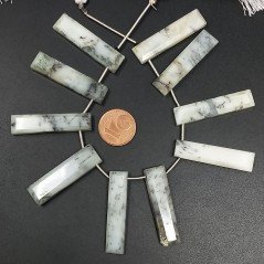 Opale Dendritica Naturale Perline Forma Frange Rettangolare Piatto Sfaccettato a Mano Piatto Foro Laterale