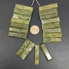 Serpentite Naturale Perline Forma Frange Rettangolare Piatto Sfaccettato a Mano Piatto Foro Laterale