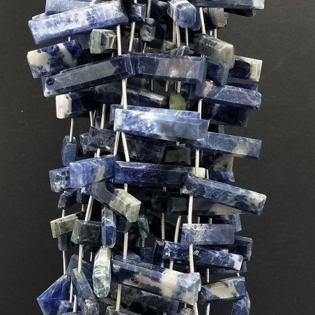Sodalite Naturale Perline Forma Frange Rettangolare Piatto Sfaccettato a Mano Piatto Foro Laterale