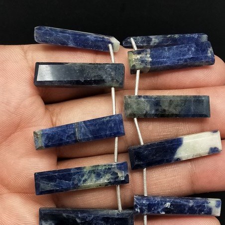 Sodalite Naturale Perline Forma Frange Rettangolare Piatto Sfaccettato a Mano Piatto Foro Laterale