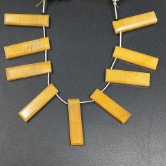 Calcite Gialla Naturale Perline Forma Frange Rettangolare Piatto Sfaccettato a Mano Piatto Foro Laterale