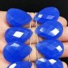 Calcedonio Blu in Perline Forma Goccia Piatto Sfaccettato a Mano Foro Laterale 19-20X29-30mm