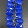 Calcedonio Blu in Perline Forma Goccia Piatto Sfaccettato a Mano Foro Laterale 19-20X29-30mm