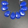 Calcedonio Blu in Perline Forma Goccia Piatto Sfaccettato a Mano Foro Laterale 19-20X29-30mm