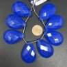 Calcedonio Blu in Perline Forma Goccia Piatto Sfaccettato a Mano Foro Laterale 19-20X29-30mm