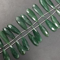 Avventurina Naturale in Perline Forma Goccia Piatto Sfaccettato a Mano Foro Laterale