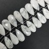 Aulite Bianca Naturale in Perline Forma Goccia Piatto Sfaccettato a Mano Foro Laterale