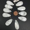 Aulite Bianca Naturale in Perline Forma Goccia Piatto Sfaccettato a Mano Foro Laterale