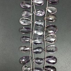 Ametista Rosa Di Francia Naturale in Perline Forma Goccia Piatto Sfaccettato a Mano Foro Laterale