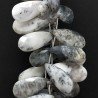 Opal Dendritica Naturale in Perline Forma Goccia Piatto Sfaccettato a Mano Foro Laterale