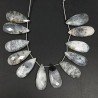 Opal Dendritica Naturale in Perline Forma Goccia Piatto Sfaccettato a Mano Foro Laterale