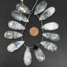 Opal Dendritica Naturale in Perline Forma Goccia Piatto Sfaccettato a Mano Foro Laterale