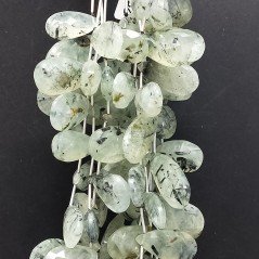 Prenite Rutilato Naturale in Perline Forma Goccia Piatto Sfaccettato a Mano Foro Laterale