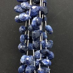 Sodalite Naturale in Perline Forma Goccia Piatto Sfaccettato a Mano Foro Laterale