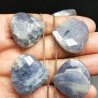 Iolite Grezzo Naturale in Perline Forma Cuore Piatto Sfaccettato a Mano Foro Laterale