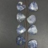 Iolite Grezzo Naturale in Perline Forma Cuore Piatto Sfaccettato a Mano Foro Laterale