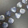 Iolite Grezzo Naturale in Perline Forma Cuore Piatto Sfaccettato a Mano Foro Laterale