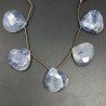 Iolite Grezzo Naturale in Perline Forma Cuore Piatto Sfaccettato a Mano Foro Laterale