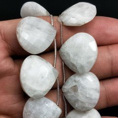 Labradorite Bianca Naturale Perline Forma Cuore Piatto Sfaccettato a Mano Foro Laterale 19-24mm