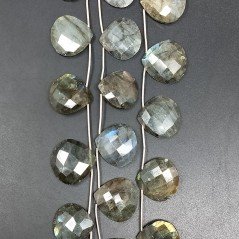 Labradorite Naturale Perline Forma Cuore Piatto Sfaccettato a Mano Foro Laterale 19-33mm