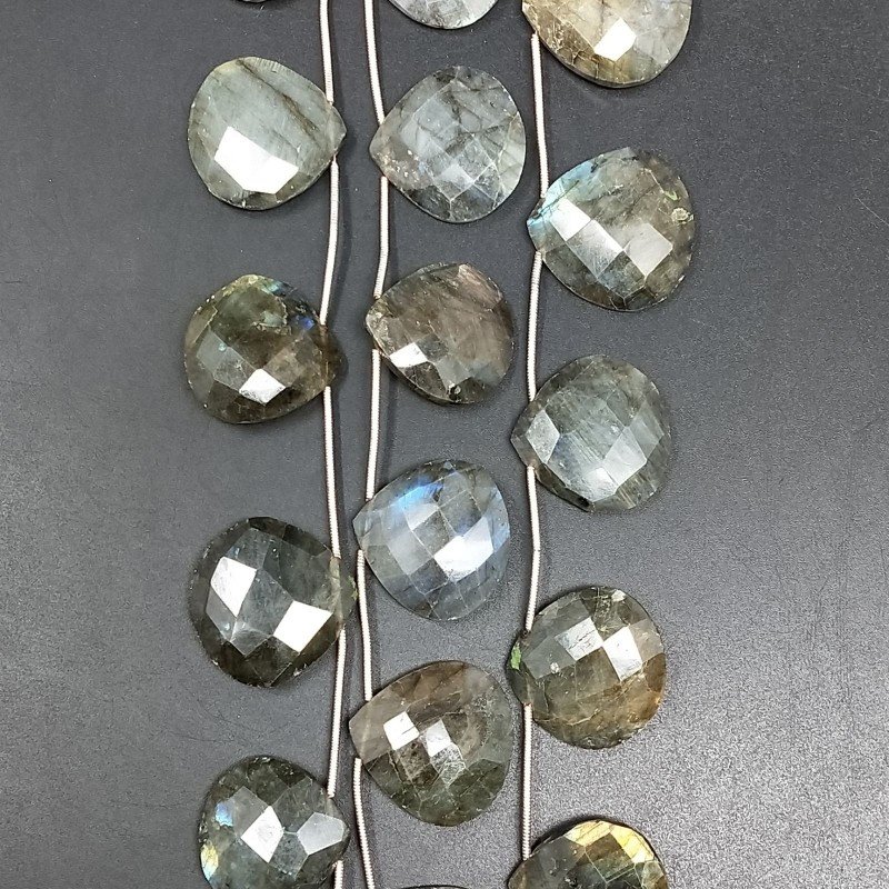 Labradorite Naturale Perline Forma Cuore Piatto Sfaccettato a Mano Foro Laterale 19-33mm