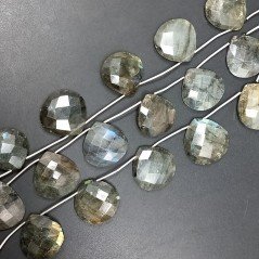 Labradorite Naturale Perline Forma Cuore Piatto Sfaccettato a Mano Foro Laterale 19-33mm