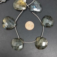Labradorite Naturale Perline Forma Cuore Piatto Sfaccettato a Mano Foro Laterale 19-33mm