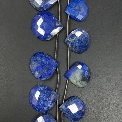 Lapis Lazuli Naturale Perline Forma Cuore Piatto Sfaccettato a Mano Foro Laterale 20-25mm