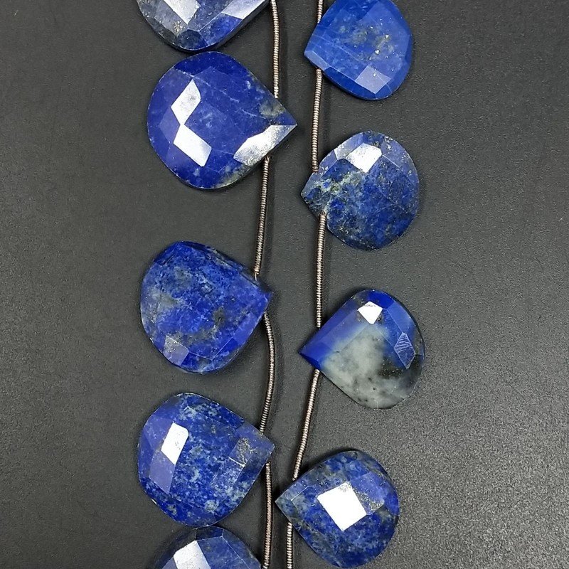 Lapis Lazuli Naturale Perline Forma Cuore Piatto Sfaccettato a Mano Foro Laterale 20-25mm