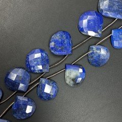 Lapis Lazuli Naturale Perline Forma Cuore Piatto Sfaccettato a Mano Foro Laterale 20-25mm