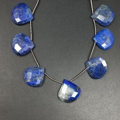Lapis Lazuli Naturale Perline Forma Cuore Piatto Sfaccettato a Mano Foro Laterale 20-25mm