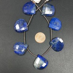 Lapis Lazuli Naturale Perline Forma Cuore Piatto Sfaccettato a Mano Foro Laterale 20-25mm