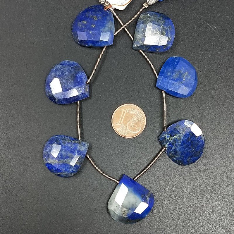 Lapis Lazuli Naturale Perline Forma Cuore Piatto Sfaccettato a Mano Foro Laterale 20-25mm